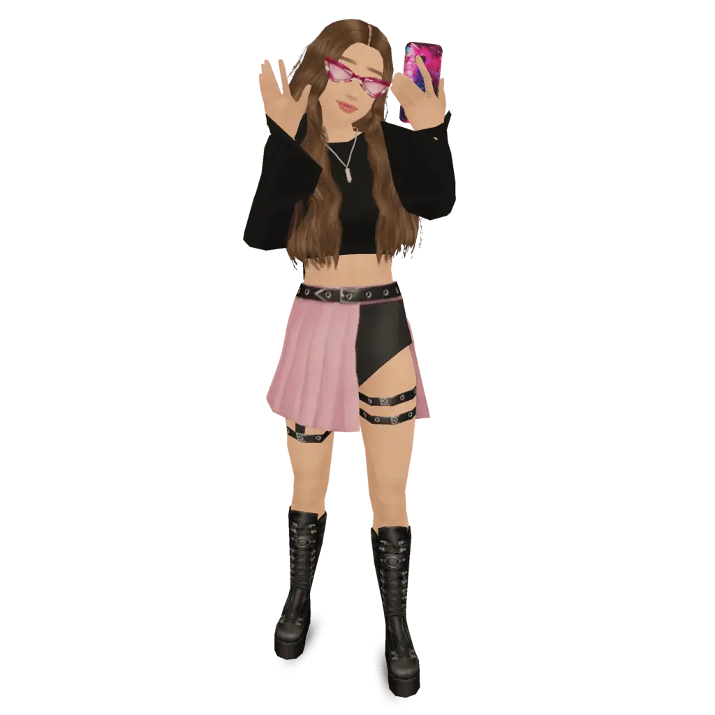 A girl with a pink skirt